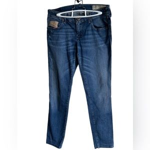 DIESEL Denim Grupee Super Slim Skinny Low Waist Stretch Distressed Jeans